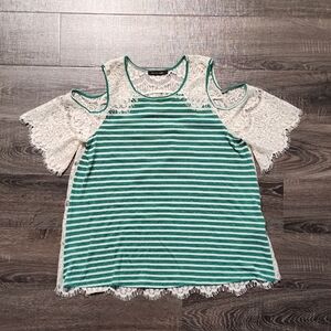 🦇 Bluheaven Striped Cold Shoulder Top 🦇